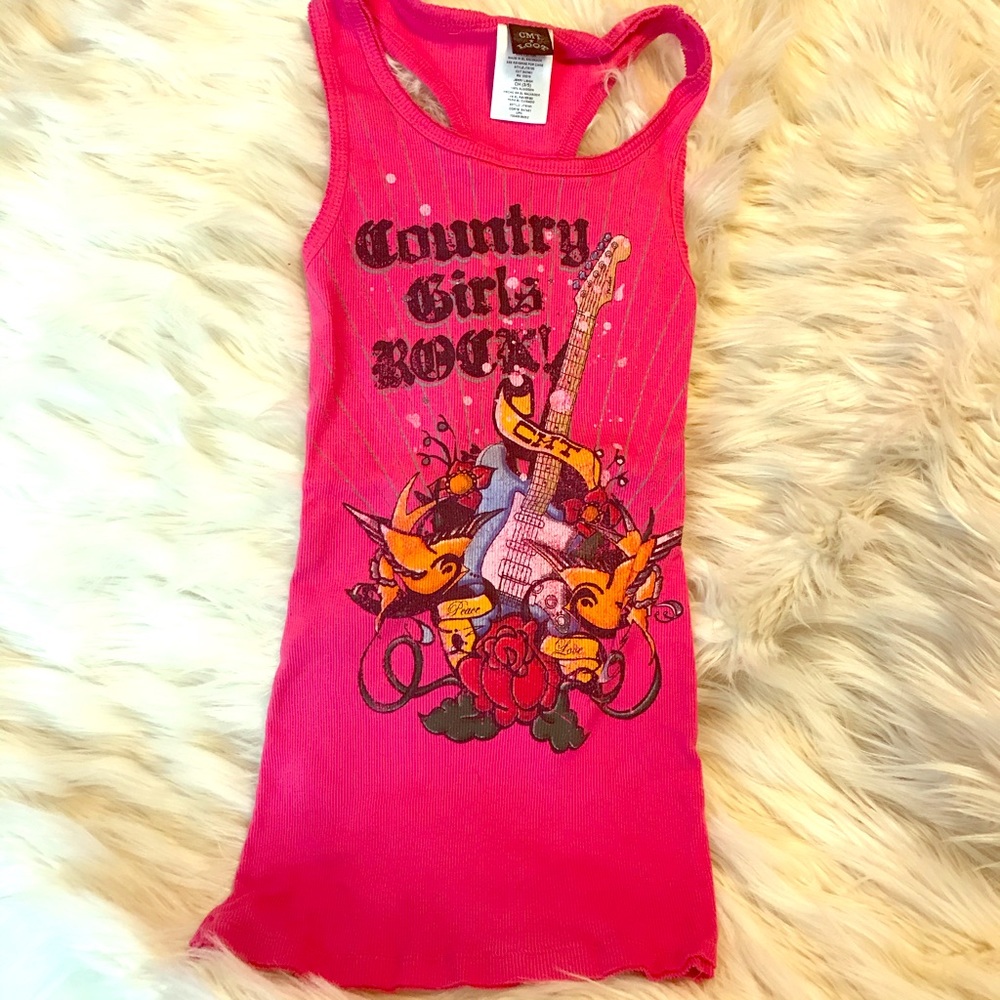 CMT Loot Juniors pink racer back tank top size S